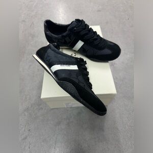 NIB COACH NY KORTNEY Signature Womens Sz 6.5/37M Black Suede Canvas Sneakers